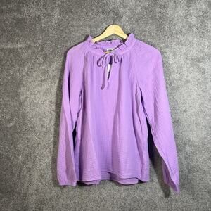 J. Crew Womens Small Long Sleeve Purple Textured Pullover Shirt Lightweight Top
